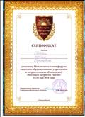 Сертификат  "Молодые патриоты России" 14-15.05.2014 г.
